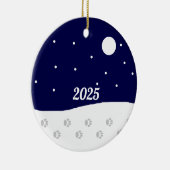 Gelukkige Landelijke Winter Keramisch Ornament (Rechts)