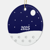 Gelukkige Landelijke Winter Keramisch Ornament (Links)