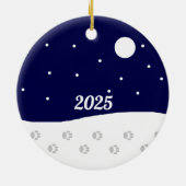 Gelukkige Landelijke Winter Keramisch Ornament (Achterkant)