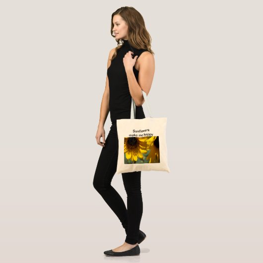 Gelukkige late zomer zonnebloemen tote bag (Voorkant (model))