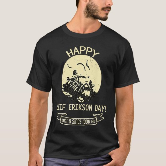 Gelukkige  Leif Erikson Dag Amerika Viking T-shirt (Voorkant)