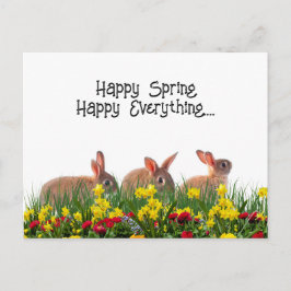 Gelukkige Lente Bloemen en Konijnen Briefkaart