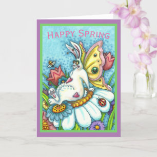 GELUKKIGE LENTE FLUTTERBUN KONIJN, FUNNY BUNNY Bla Kaart