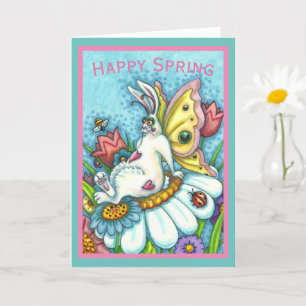 GELUKKIGE LENTE FLUTTERBUN KONIJN, FUNNY BUNNY Bla Kaart