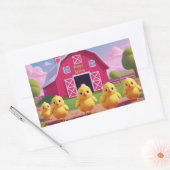 Gelukkige lente kuikens in de boerderij rechthoekige sticker (Envelop)