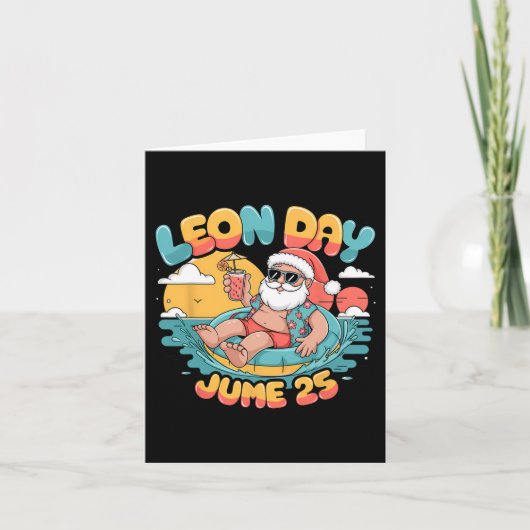 Gelukkige Leon-dag Kerstmis Santa Zomer 6 maanden  Kaart (Voorkant)