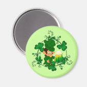 Gelukkige Leprechaun Magnet (Voorkant / Achterkant)