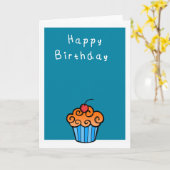 Gelukkige Leuke cupcake van de Verjaardag Kaart (Gele Bloem)