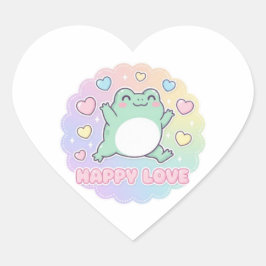 Gelukkige Liefde Kikker Sticker Schattige Springen