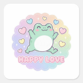 Gelukkige Liefde Kikker Sticker Schattige Springen