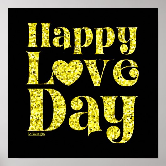 GELUKKIGE LIEFDESDAG goud Poster (Voorkant)