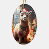 Gelukkige Llama Kerstmis, Keramisch Ornament (Links)