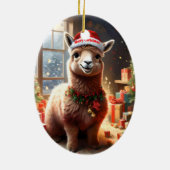 Gelukkige Llama Kerstmis, Keramisch Ornament (Achterkant)