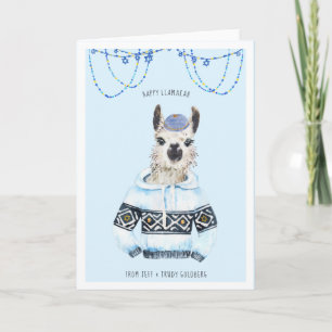 Gelukkige Llamakah Grappige Llama Hanukkah Kaart