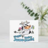 gelukkige maand melkkoe in juni grappige cartoon briefkaart (Staand voorkant)