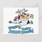 gelukkige maand melkkoe in juni grappige cartoon briefkaart (Voorkant)