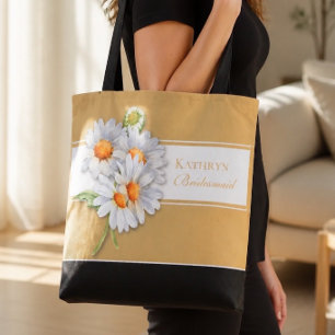 Gelukkige Madelief Bruiloft Bruidsmeisje Boodschap Tote Bag