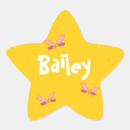 Gelukkige Magische Sprookjesvleugels en Gele Spark Ster Sticker