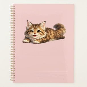 Gelukkige Maine Coon Kat Knus Ontwerp Met Positiev Planner