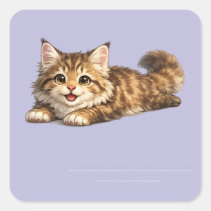 Gelukkige Maine Coon Kat Knus Ontwerp Met Positiev Vierkante Sticker