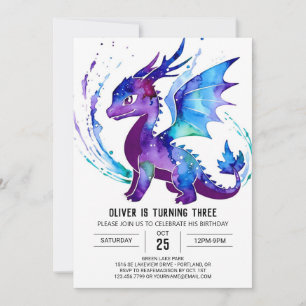 Gelukkige Majestic Dragon Digitale Jongen Verjaard Kaart