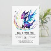 Gelukkige Majestic Dragon Digitale Meisje Verjaard Kaart (Staand voorkant)