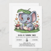 Gelukkige Majestic Elephant Digitale Verjaardag Kaart (Voorkant / Achterkant)