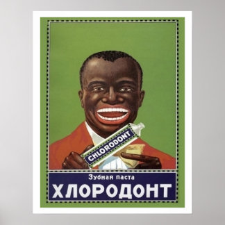 Gelukkige man met tandpasta, grappige Sovjetpropag Poster