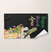 Gelukkige Mardi Gras bubbels en kralen Handdoek (Handdoek)