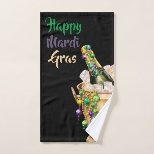 Gelukkige Mardi Gras bubbels en kralen Handdoek (Handdoek)