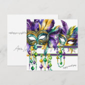 Gelukkige Mardi Gras in Goud, Paarse en Groen Feestdagenkaart (Voorkant / Achterkant)