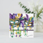 Gelukkige Mardi Gras in Goud, Paarse en Groen Feestdagenkaart (Staand voorkant)