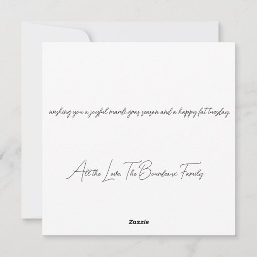 Gelukkige Mardi Gras in Goud, Paarse en Groen Feestdagenkaart (Achterkant)