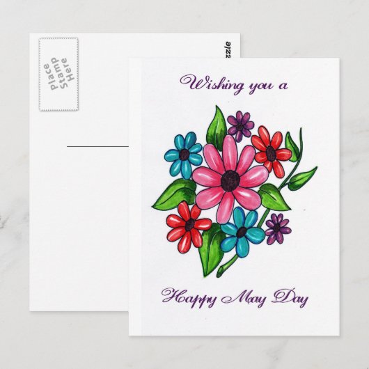 Gelukkige Meidag Briefkaart (Voorkant / Achterkant)