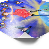 Gelukkige Meisje met Vogels Poster Print (Hoek)