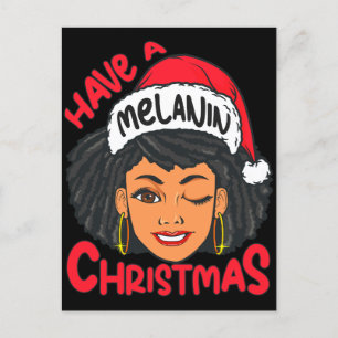 Gelukkige Melanine Kerstmis Merry X-mas Zwart Sist Briefkaart