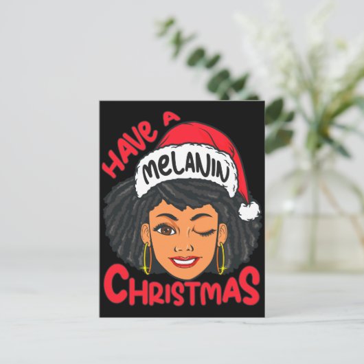 Gelukkige Melanine Kerstmis Merry X-mas Zwart Sist Briefkaart (Staand voorkant)