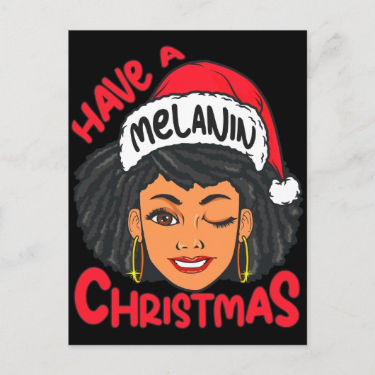 Gelukkige Melanine Kerstmis Merry X-mas Zwart Sist Briefkaart (Voorkant)