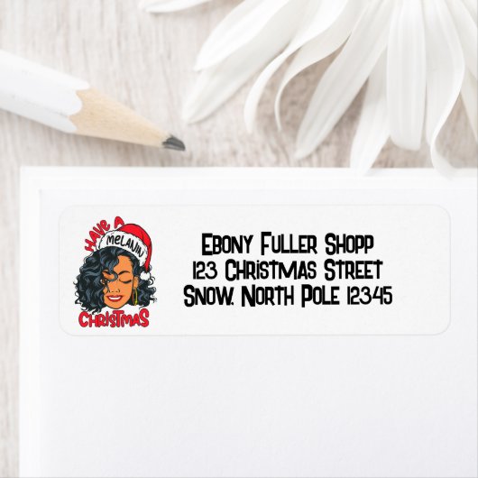 Gelukkige Melanine Kerstmis Merry X-mas Zwart Sist Etiket (Insitu)