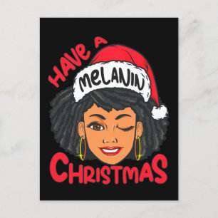 Gelukkige Melanine Kerstmis Merry X-mas Zwart Sist Feestdagenkaart