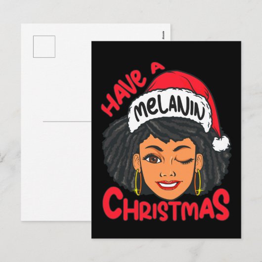 Gelukkige Melanine Kerstmis Merry X-mas Zwart Sist Feestdagenkaart (Voorkant / Achterkant)