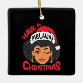 Gelukkige Melanine Kerstmis Merry X-mas Zwart Sist Keramisch Ornament