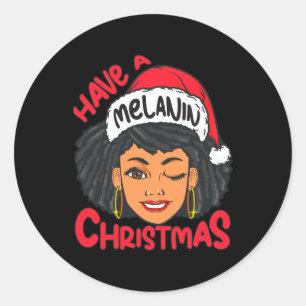 Gelukkige Melanine Kerstmis Merry X-mas Zwart Sist Ronde Sticker