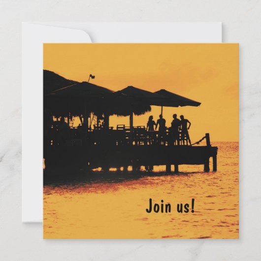 gelukkige mensen bij zonsondergang uitnodiging (Voorkant)