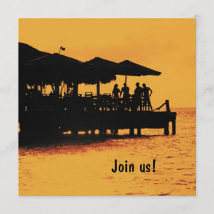 gelukkige mensen bij zonsondergang uitnodiging