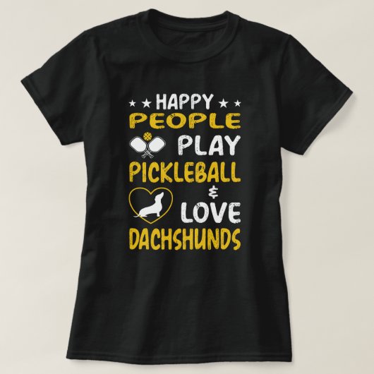 Gelukkige mensen spelen pickleball en houden van t t-shirt (Design voorkant)