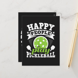 Gelukkige Mensen Spelen Pickleball - Paddleball Sp Feestdagenkaart