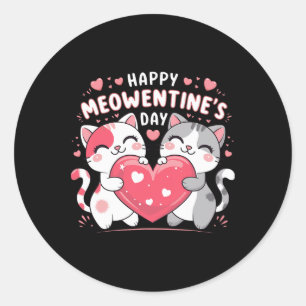 Gelukkige Meowentine-dag Grappige Lieve Kattenlief Ronde Sticker