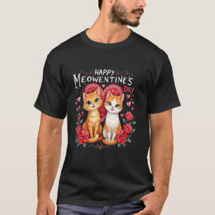 Gelukkige Meowentine's Dag Grappige Rozen Kat Lief T-shirt