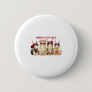 Gelukkige Meowentines Dag Schattige Valentijnsdag  Ronde Button 5,7 Cm